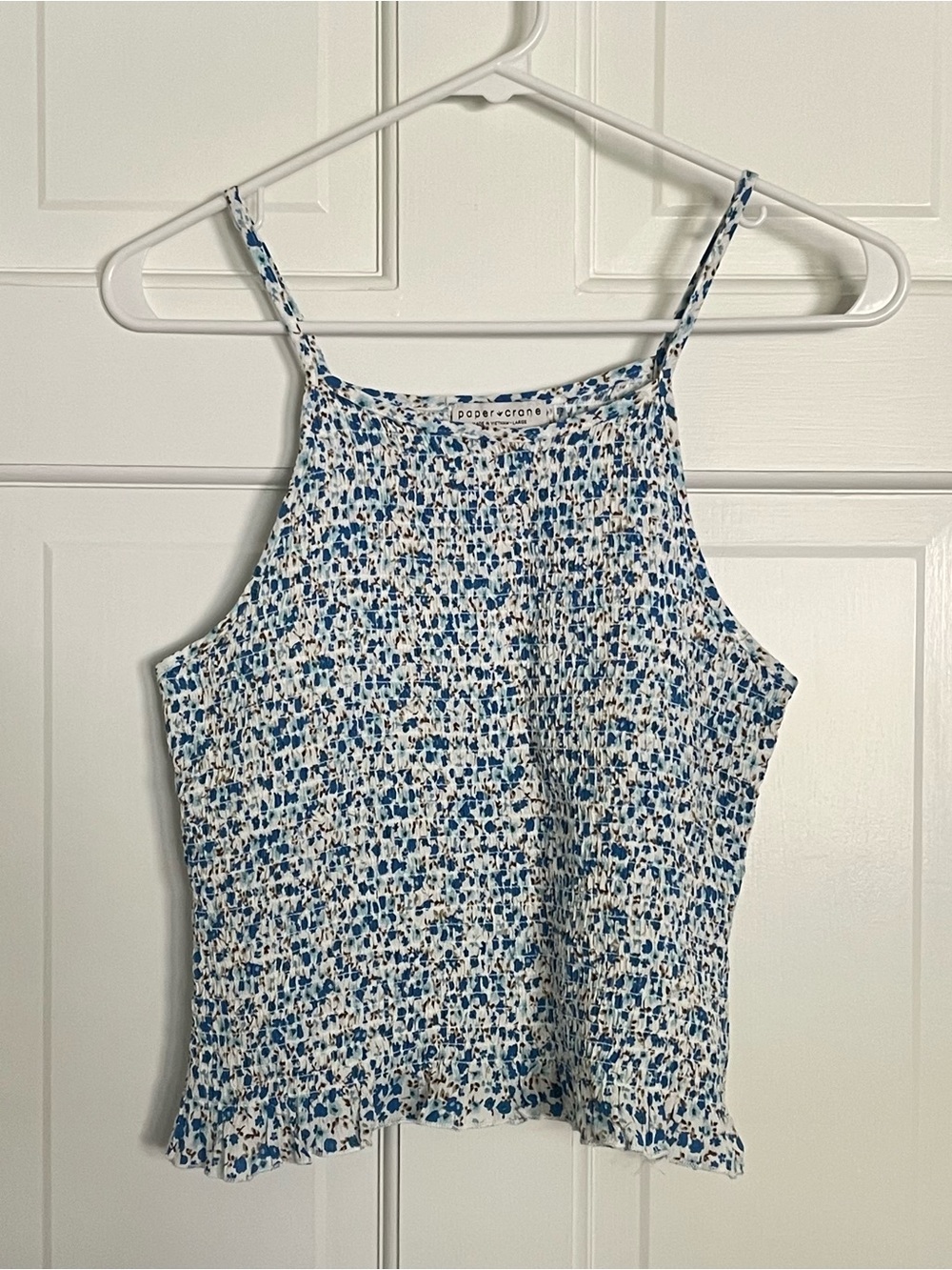 Paper Crane Blue and White Floral Smocked Camisole